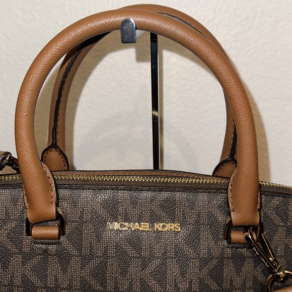 MICHAEL KORS Cindy Dome Satchel MK LOGOBROWN - Picture 5 of 16